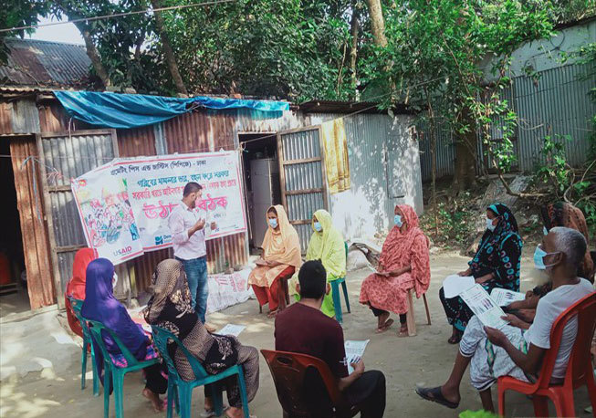 Courtyard meeting in Raza Bari, Basta Union under Keraniganj Upazila, Dhaka