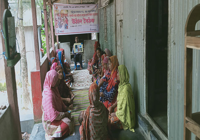 Courtyard meeting in Bhararia union under Dhamrai