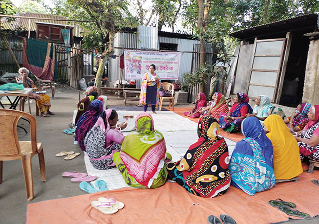 Courtyard meeting in 7 no word in Churain union under Nawabganj Upazila
