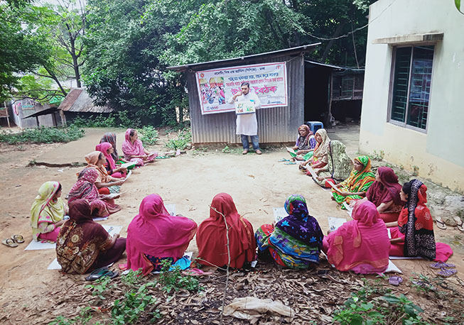 Courtyard meeting in Rahmatganj, Zinjira Union under Keraniganj Upazila
