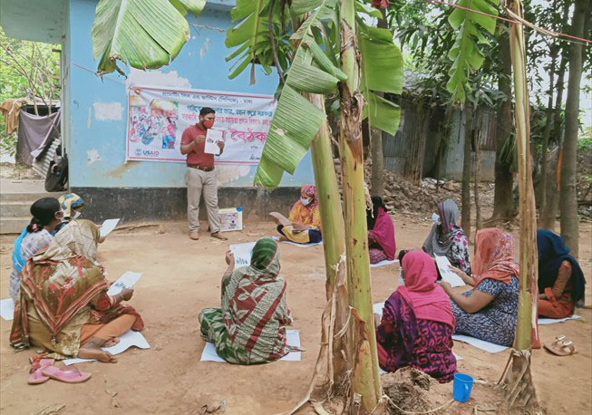 Courtyard meeting in Ambagicha Aganagar Union under Keraniganj Upazila, Dhaka.