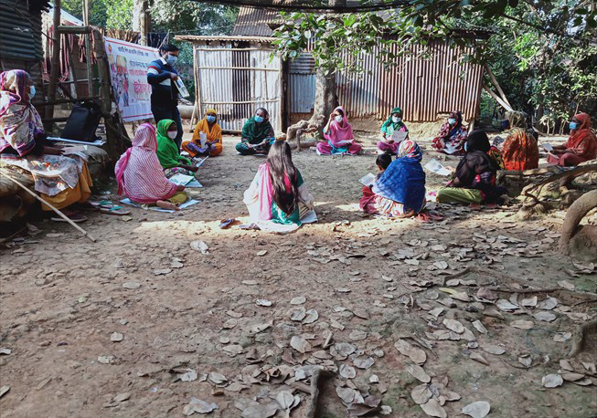 Courtyard meeting in Rahmatganj, Zinjira, Keraniganj, Dhaka