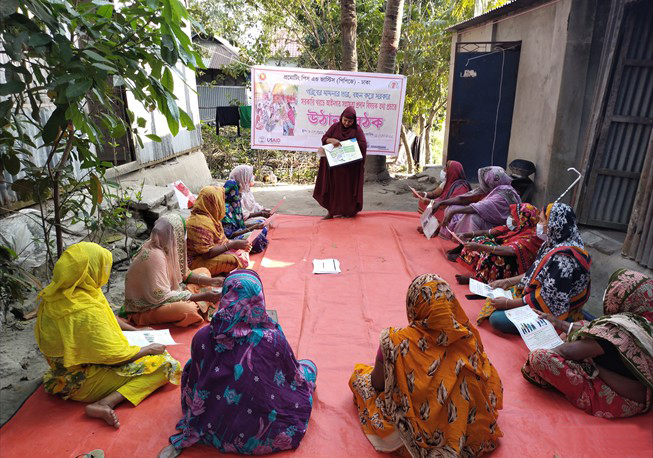 Courtyard meeting in 5 no ward, Churain union under Nawabganj Upazila